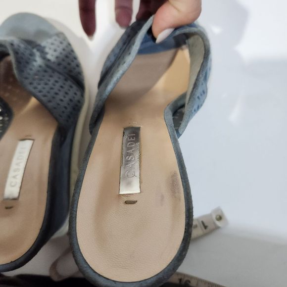 Casadei wedge slip on suede sandals  blue white size 8 - Picture 7 of 11